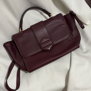 Marc Jacobs Burgundy Pebbled Leather Flipping Out Top-Handle Satchel